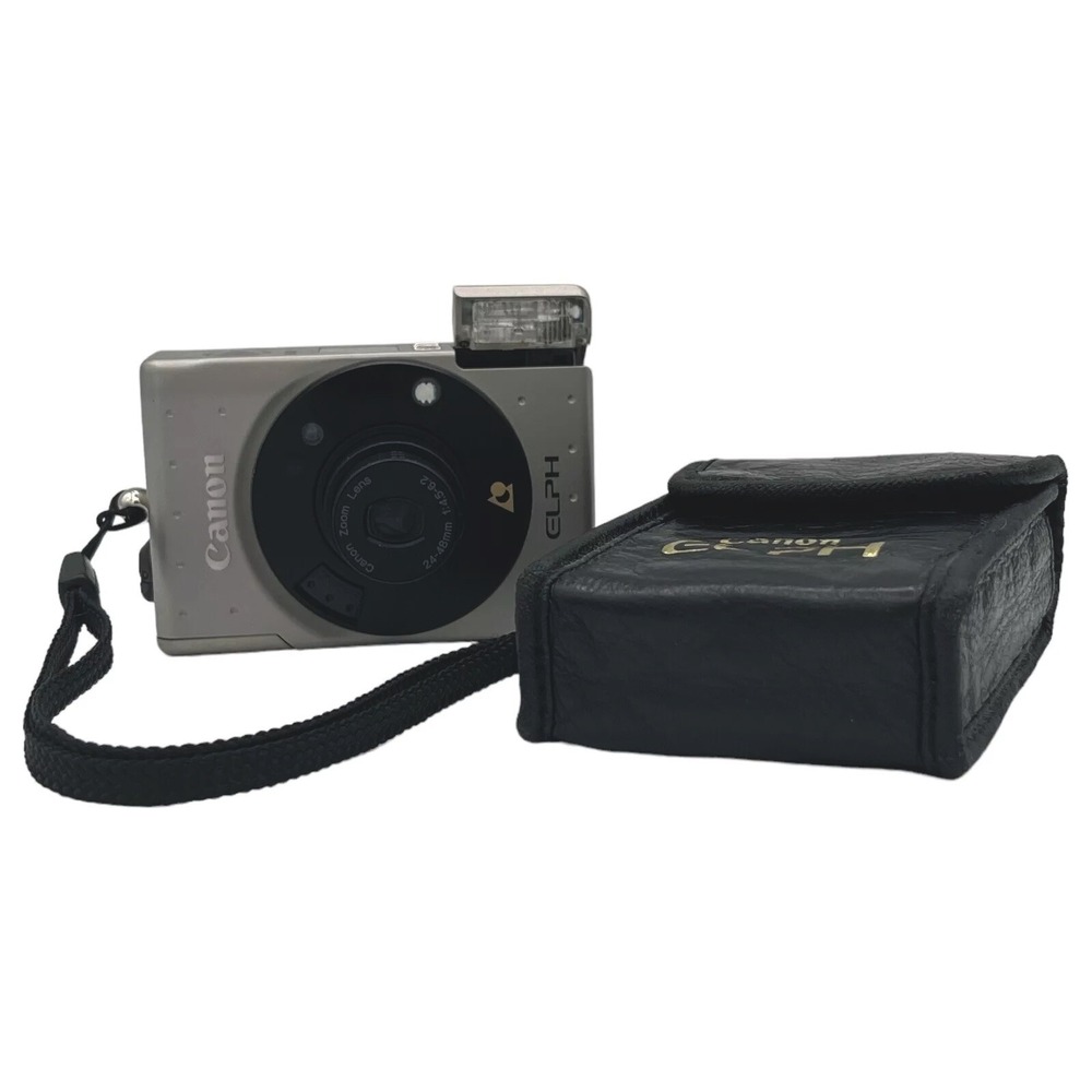 Canon ELPH APS Film Camera Silver 24-48mm Zoom Lens with Case and Strap